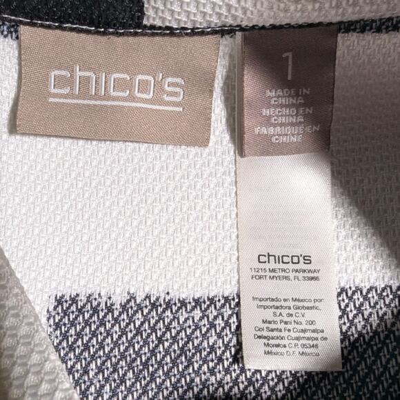 Chico's White Black Bold Geometric Print Single Button Casual Swing Jacket 1 M - Picture 3 of 4